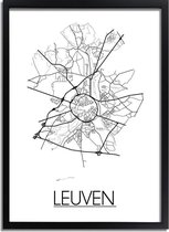 Leuven Plattegrond poster A4 + fotolijst zwart (21x29,7cm) - DesignClaud