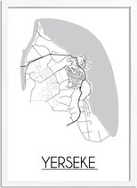 Yerseke Plattegrond poster A2 + fotolijst wit (42x59,4cm) - DesignClaud