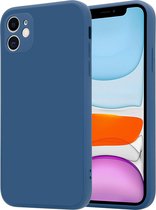 ShieldCase telefoonhoesje geschikt voor Apple iPhone 11 vierkante silicone case - blauw - Siliconen hoesje - Shockproof case hoesje - Backcover case - Bescherming