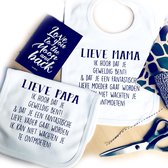 Kado Set van 2 Baby slabbetje Papa & Mama | Lieve Papa Ik hoorde dat je geweldig bent en ben heel blij dat jij mijn papa gaat worden! ontmoeten! | Slab aanstaande Papa & Mama| aankondiging be