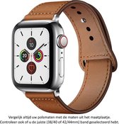 Lichtbruin kunst Lederen  Band geschikt voor Apple Watch 1, 2, 3, 4, 5, 6, 7, 8, SE & Nike+, 42mm & 44mm "Mannenbreedte" Series – Maat: zie maatfoto - Leer - Leder - kunstleren Smartwatchbandje - Brown - Drukgesp
