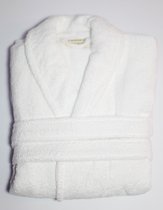 Tulips Luxe Badjas-L/XL-Sjaalkraag-Unisex-100% gekamd Katoen 450 gr/m2-Wit/Parelwit