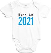 Kraamcadeau jongen - Baby rompertje met tekst - Born in 2022 Jongen - Romper wit - Maat 74/80 - zwangerschap aankondiging * baby cadeau * kraamcadeau * rompertjes baby * rompertjes