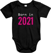 Kraamcadeau meisje - Baby rompertje met tekst - Born in 2022 Meisje - Romper zwart - Maat 74/80 - zwangerschap aankondiging * baby cadeau * kraamcadeau * rompertjes baby * rompertj