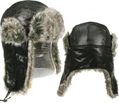 Keyone Frozen imitatie bontmuts met oorflappen wintermuts kleur zwart maat L XL