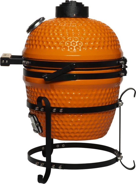 Patton Kamado Keramische Houtskoolbarbecue - 13" - Grilloppervlak Ø 28 cm - Inclusief Heatdeflector - Oranje van Merkloos — afbeelding 5