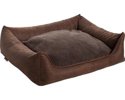 Maxxnobel - Canapé orthopédique - Look cuir / Teddy - L - 100 x 80 cm - Cognac