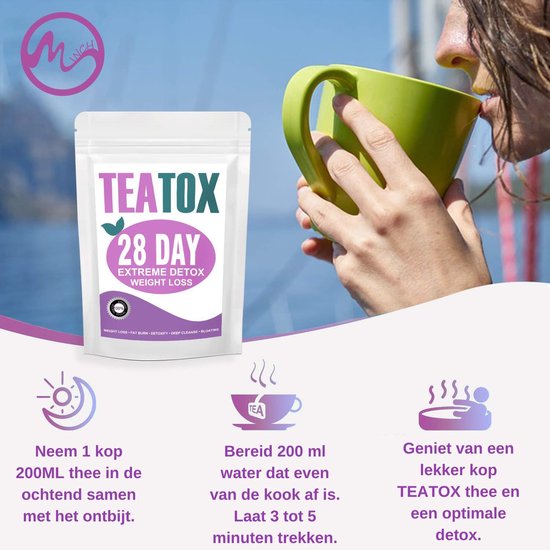 TeaTox™ 28 dagen afvallen detox - Thee - Detox + E-book 30 recepten - Teatox