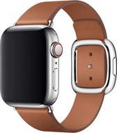 Apple Leather Band Modern Buckle voor de Apple Watch Series 1 / 2 / 3 / 4 / 5 / 6 / 7 / 8 / 9 / SE - 38 / 40 / 41 mm - Maat M - Bruin
