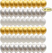 60 stuks Luxe Chrome Metallic Ballonnen Helium Latex  MagieQ (Goud Zilver Wit) Feest|Party|Kinderfeesje|Decoratie|versiering|Kerst|
