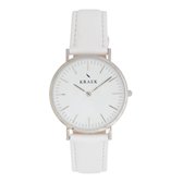 KRAEK Starling Zilver Wit 36 mm | Dames Horloge | Wit Leren Horlogebandje | Minimal Design