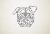 Line Art - Hond - Pitbull - S - 45x52cm - Wit - geometrische wanddecoratie