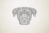 Line Art - Hond - Rottweiler 2 - XS - 22x30cm - EssenhoutWit - geometrische wanddecoratie