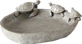 Vogelbadje in grijze kunsthars met schildpadjes op de rand