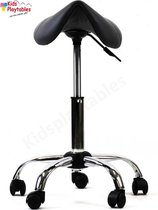 Zadelkruk Kappersfiets op wielen kleur zwart met gasveer 46 -62 cm - tabouret verstelbaar - kappersstoel - knipkruk - kapperskruk - Ergonomisch - Ponyseats - zetel