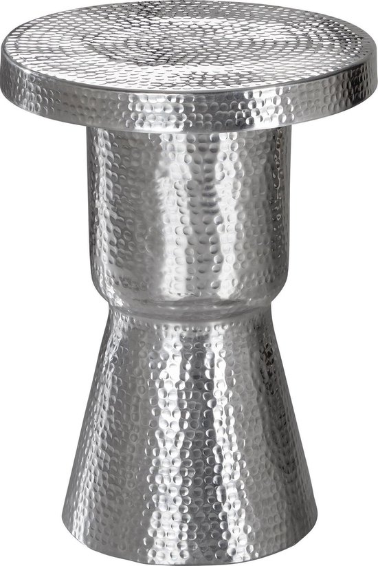 Bijzettafel - Salontafel - Rond - Handgemaakt - Zilver - Ø 43 cm