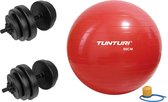 Tunturi - Fitness Set - Vinyl Halterset 28 kg  - Gymball Rood 90 cm