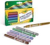Crayola - 6 Metallic Viltstiften - Schitterende kleuren - Niet-giftige - Afgeronde punt