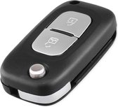 Autosleutel 2 knoppen klapsleutel VA2ERS2 geschikt voor Renault sleutel Clio / Renault twingo / renault sleutel + gevlochten bruin PU-lederen sleutelhanger.