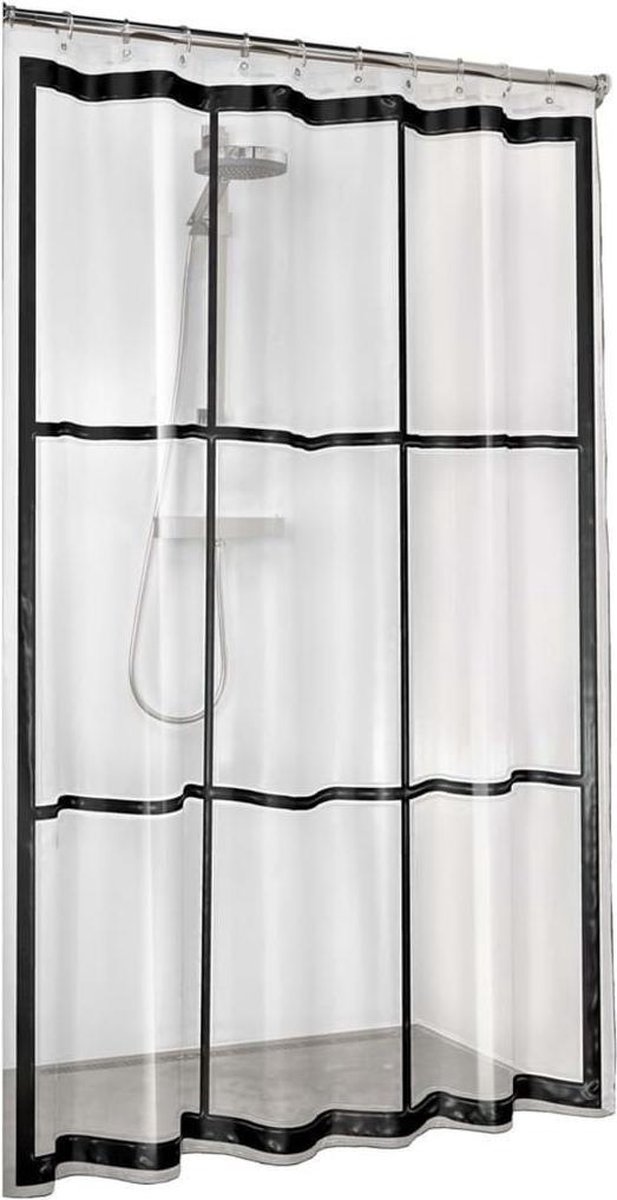 Sealskin Brix Douchegordijn 180x200 cm - PEVA - Transparant / Zwart