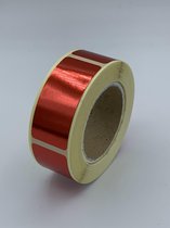 Rode Sluitsticker - 250 Stuks - rechthoek 21x48mm - hoogglans - metallic - sluitzegel - sluitetiket - chique inpakken - cadeau - gift - trouwkaart - geboortekaart - kerst