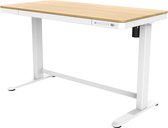 OrangeLabel Desk: zit sta bureau elektrisch. Uitvoering: wit frame en eiken kunststof blad. Maat: 120x60cm
