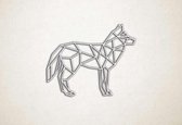 Line Art - Wolf 11 - XS - 24x30cm - EssenhoutWit - geometrische wanddecoratie