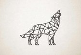 Line Art - Wolf 5 - XS - 25x29cm - Zwart - geometrische wanddecoratie