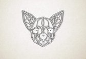 Line Art - Hond - Chihuahua - S - 45x52cm - Wit - geometrische wanddecoratie