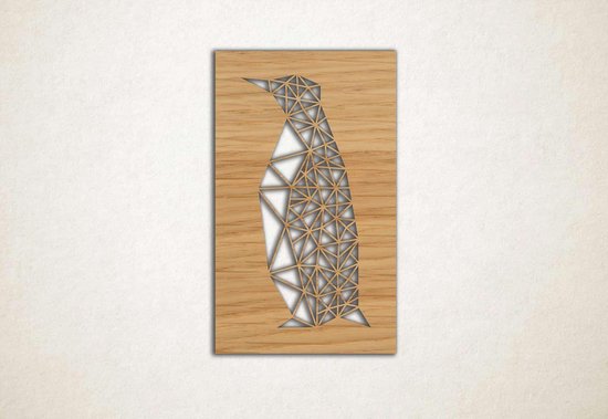 Line Art - Pinguin vierkant - M - 90x55cm - Eiken - geometrische wanddecoratie