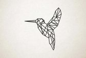 Line Art - Vogel Kolibrie - L - 97x82cm - Zwart - geometrische wanddecoratie