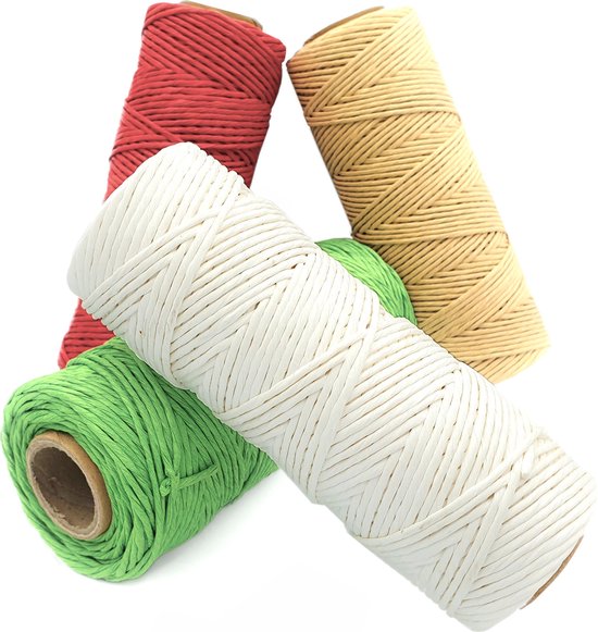 Cordon Coton Doré UOCAI 2mmx100m - Pour Emballage Cadeaux, DIY - Ficelle Boulangerie