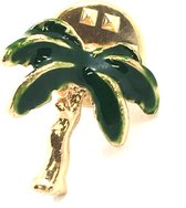 Kleine Goud Met Groene Palmboom Emaille Pin 1.8 cm / 1.8 cm / Groen Goud