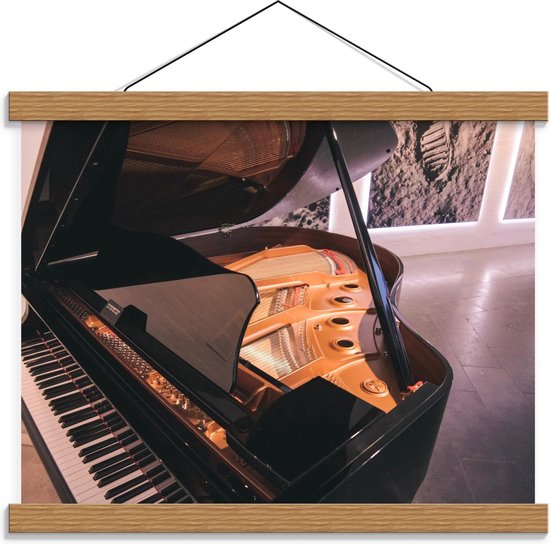 Schoolplaat – Piano met Gouden Binnenkant - 40x30cm Foto op Textielposter (Wanddecoratie op Schoolplaat)