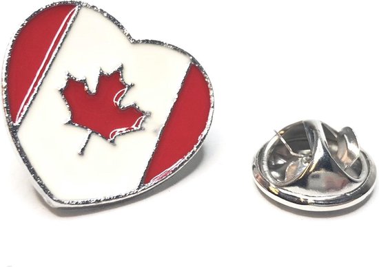 Canada Esdoorn Hartje Embleem Emaille Pin 2 cm / 2 cm / Wit Rood
