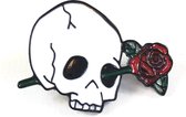 Schedel Skull Roos Emaille Pin 3.5 cm / 2.5 cm / Wit Rood