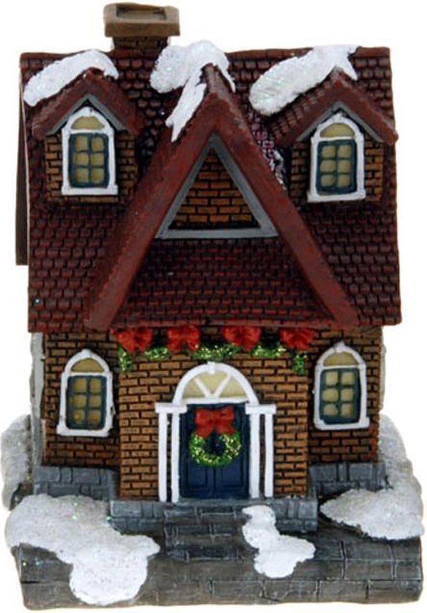 Kersthuisjebestellen - Kerstdorp - Kersthuisjes - Met Wit Led Verlichting - Set van 5 stuks – foto 3