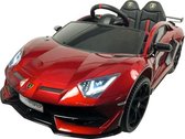 Lamborghini Aventador SVJ 12 Volt Elektrische Kinderauto met Rubberen banden, Leren zitje en Afstandsbediening (Metallic Rood)