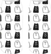 Black and White cartoon style kattensokken - Enkelsokken - Unisex - Maat 36-41