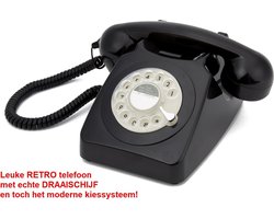 GPO 746 Retro vaste telefoon - met draaischijf - toonkiezend - zwart