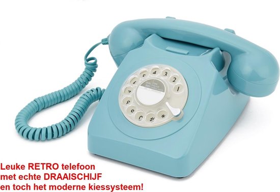 GPO 746 Retro vaste telefoon - met draaischijf - toonkiezend - blauw