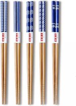 Bamboe Chopsticks - Hout - 5 paar - Blauw - Sushi set
