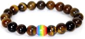 Kralen armband tijger oog  - relatie - kraal regenboog - 10 mm