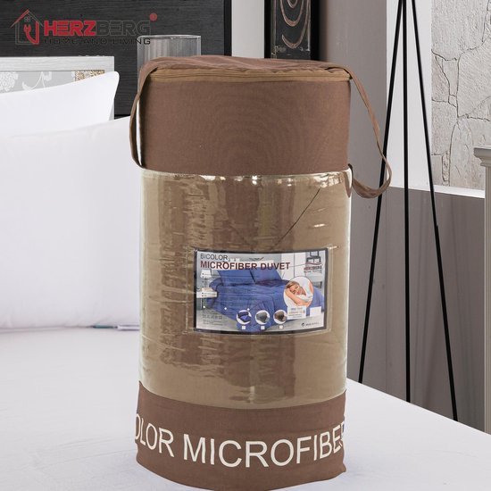 Herzberg HG-2020BCO: Tweekleurig Microfiber Dekbed - 200x200cm Bruin - Herzberg Home & Living
