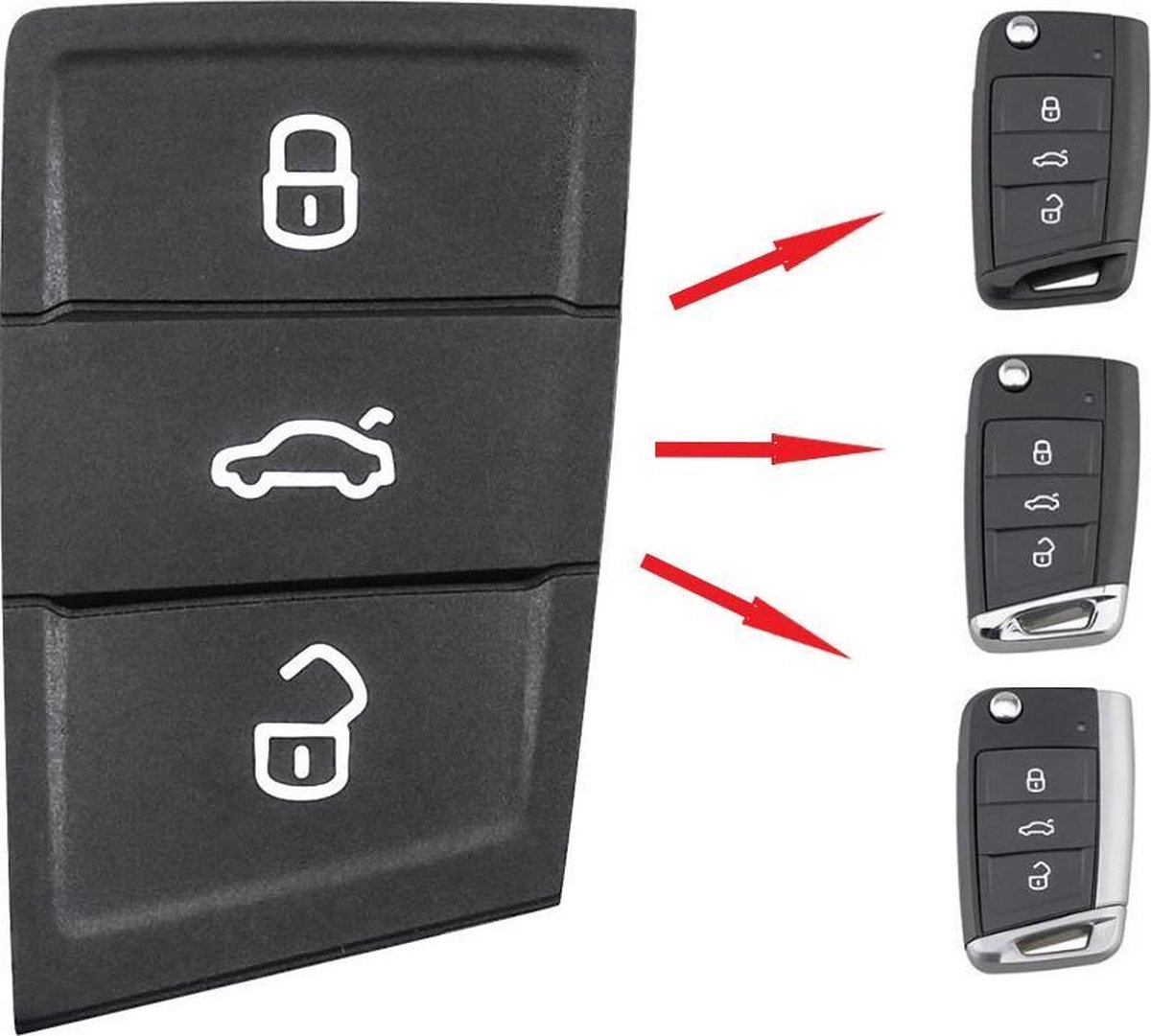 Autosleutel Rubber pad 3 Knoppen geschikt voor Volkswagen sleutel Golf /  Passat / Seat... | bol.com