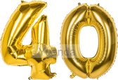 40 Jaar Folie Ballonnen Goud - Happy Birthday - Foil Balloon - Versiering - Verjaardag - Man / Vrouw - Feest - Inclusief Opblaas Stokje & Clip - XXL - 115 cm