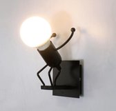 Wandlamp poppetje zwart duiken - Figuur - Poppetje - Robot - Cartoon - Mens - Woonkamer - Badkamer - Slaapkamer - Zwart