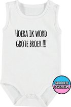 Baby rompertjes - Hoera ik word grote broer !!! - maat 74/80 - kap mouwen - baby - baby kleding jongens - baby kleding meisje - rompertjes baby - rompertjes baby met tekst - kraamc