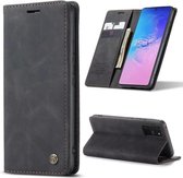 Luxe PU leren Bookcase voor Samsung Galaxy A41 | Hoogwaardig Leren Hoesje | Lederen Wallet Case | Kaarthouder | Portemonnee | Zwart