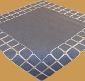 Tafelkleed - Donker grijs met vierkante vakken in de rand - Vierkant 85 cm